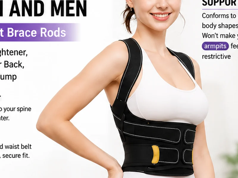 AI-generated illustration of an adjustable black back-support brace
